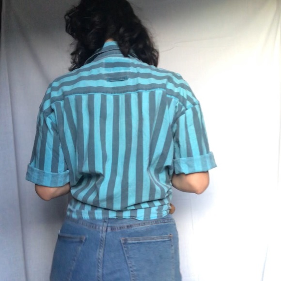 Short Sleeve Button Down Shirt Vintage Stripped - Picture 5 of 7